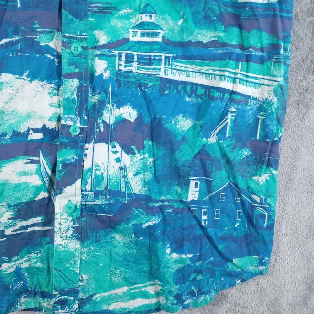 Columbia Shirt Mens Large Rapid Rivers Blue Green Sailboat‎ Lighthouse Print - Picture 4 of 8